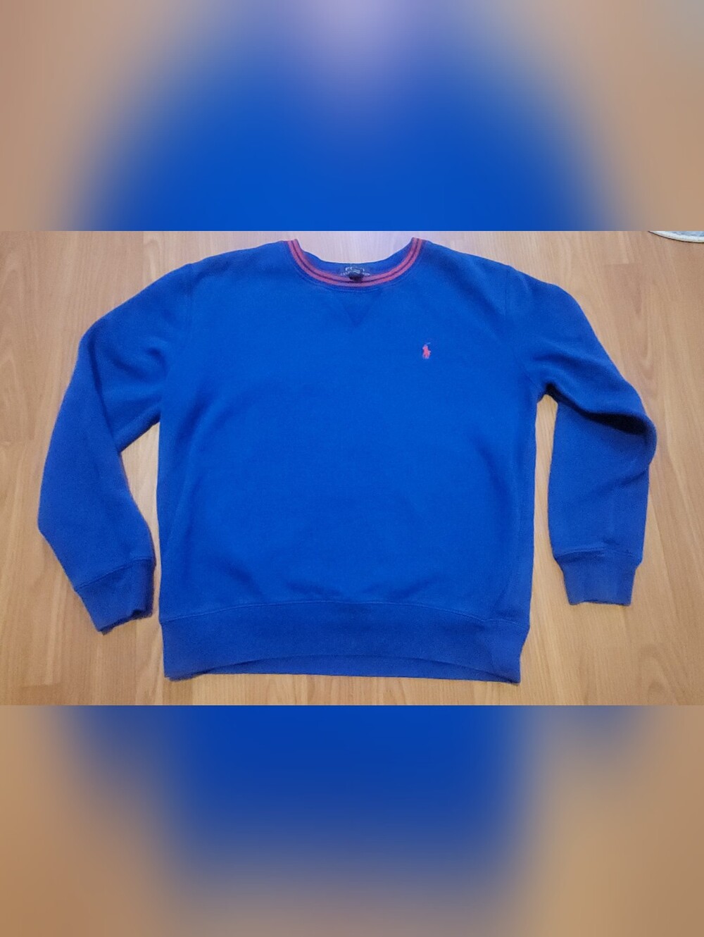 Polo Ralph Lauren Boys L (14-16) Royal Blue Crewneck Sweatshirt Orange Pony